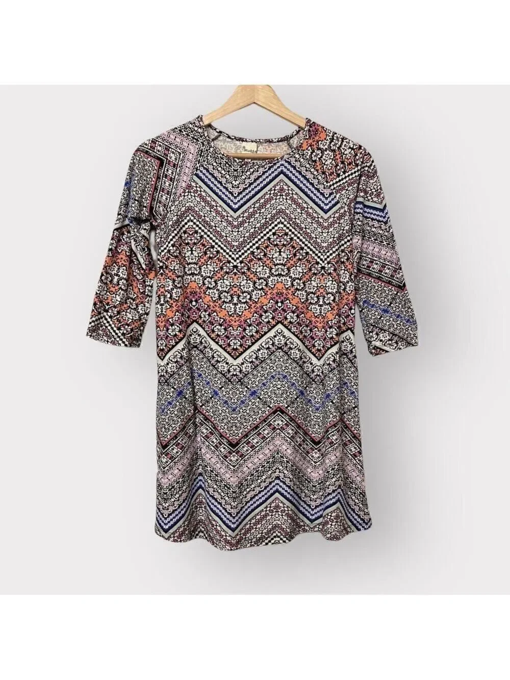 5/$25 ⭐️ Mudd Girls 14 Long Sleeve Skater Mini Dress Floral ZigZag Fall Casual
